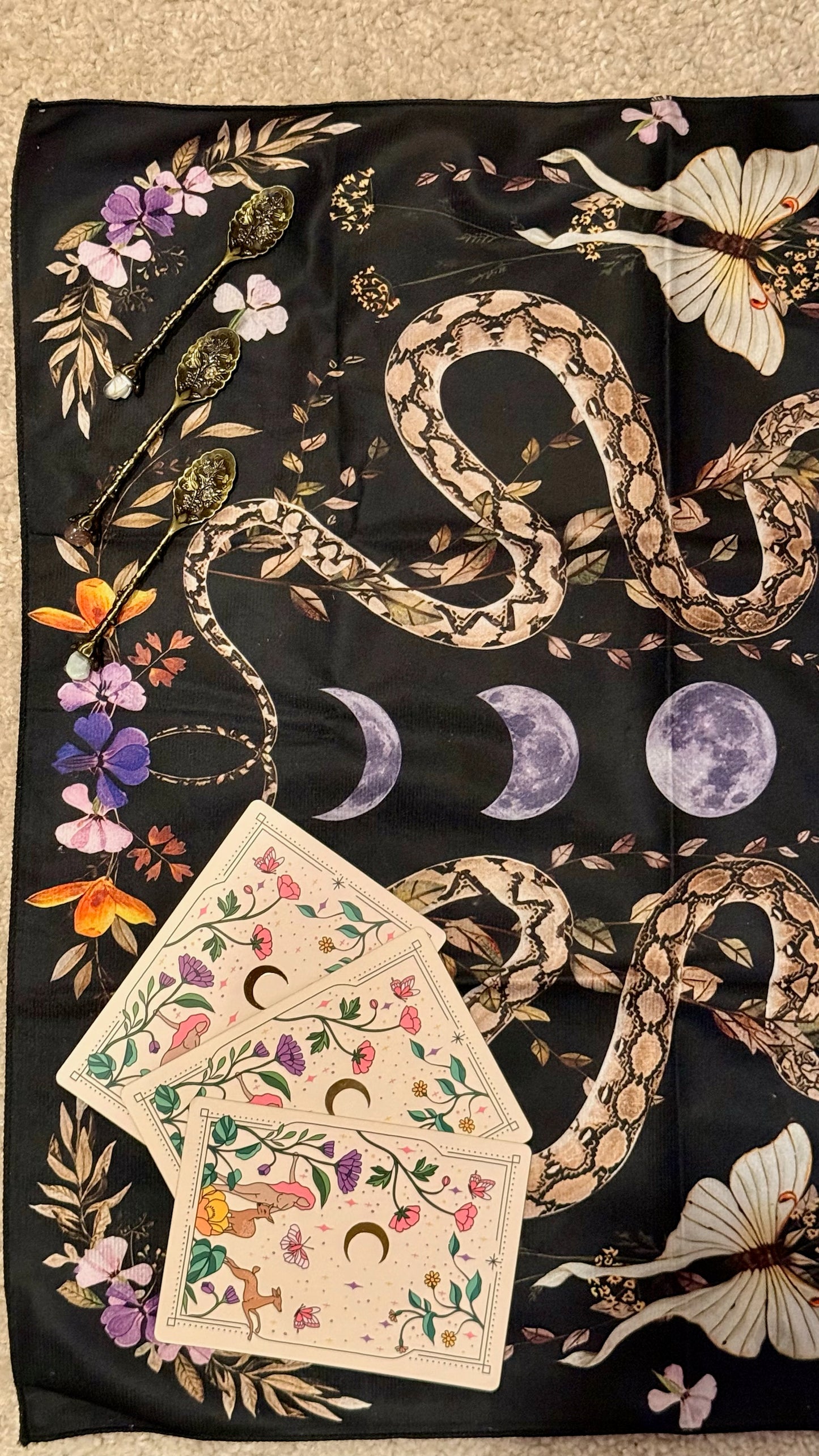 Tapete de Altar para Lectura de Tarot // Ciclo Lunar - Serpientes