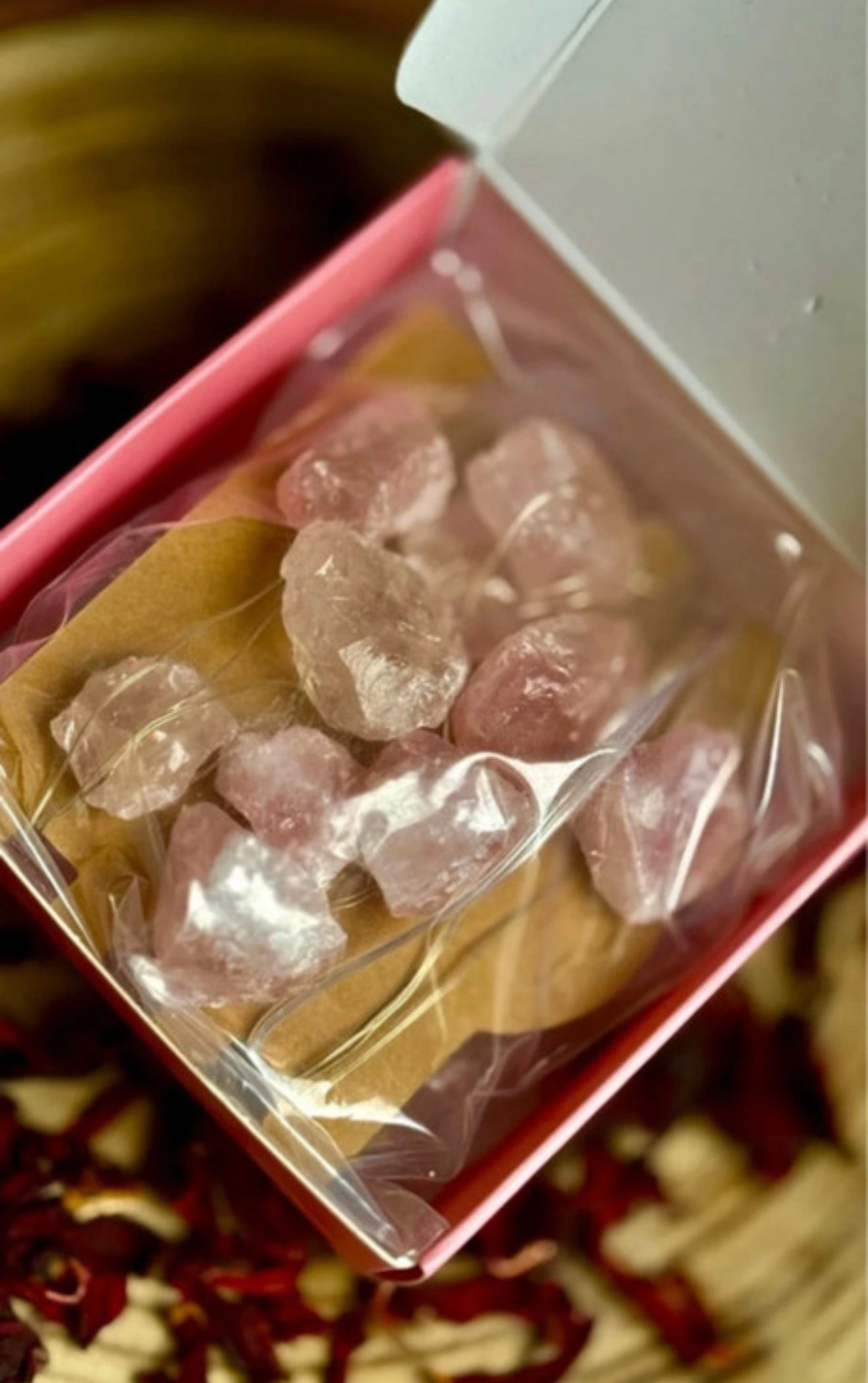 Luces Led Encantadas // Mineral de Cuarzo Rosa