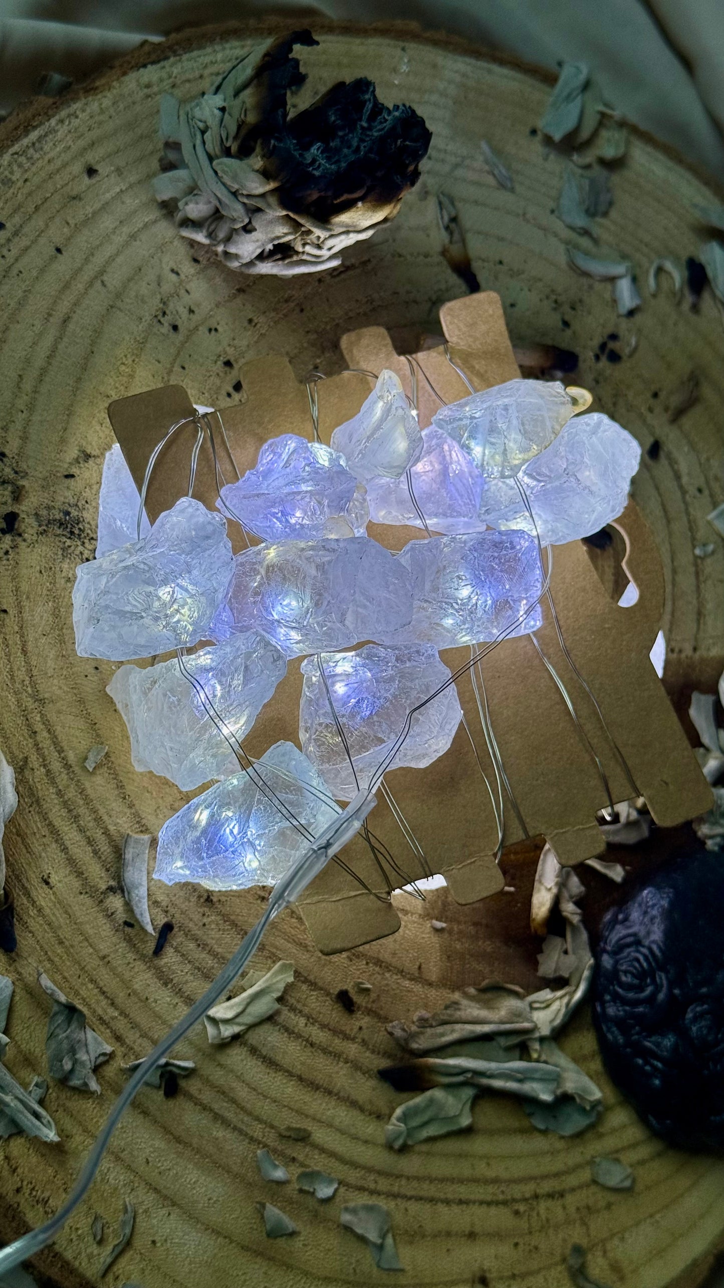 Luces Led Encantadas // Mineral de Cuarzo Blanco