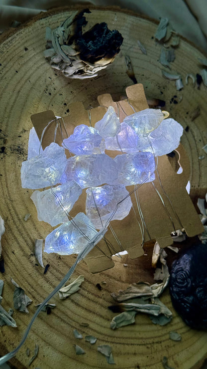 Luces Led Encantadas // Mineral de Cuarzo Blanco