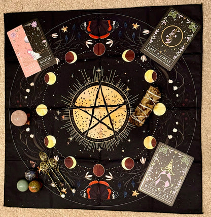 Tapete de Altar para Lectura de Tarot // Ciclo Lunar - Pentagrama