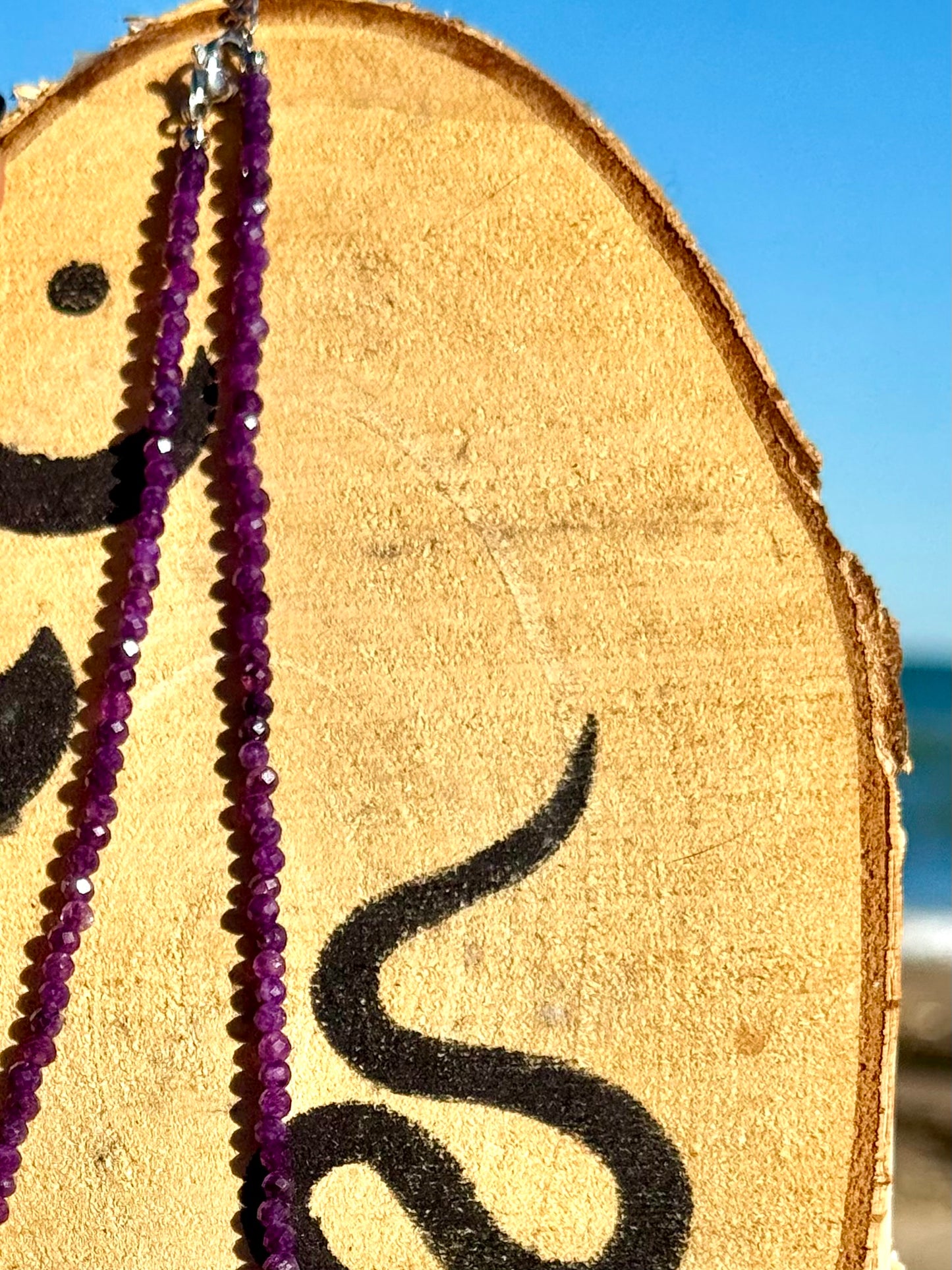 Collar de Amatista Natural -  Corazón - Piedra de la Intuición y la Calma