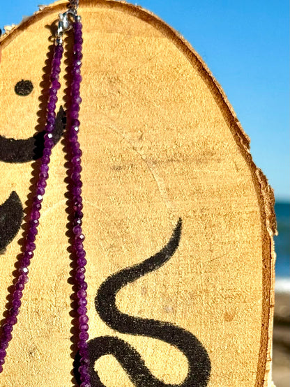 Collar de Amatista Natural -  Corazón - Piedra de la Intuición y la Calma