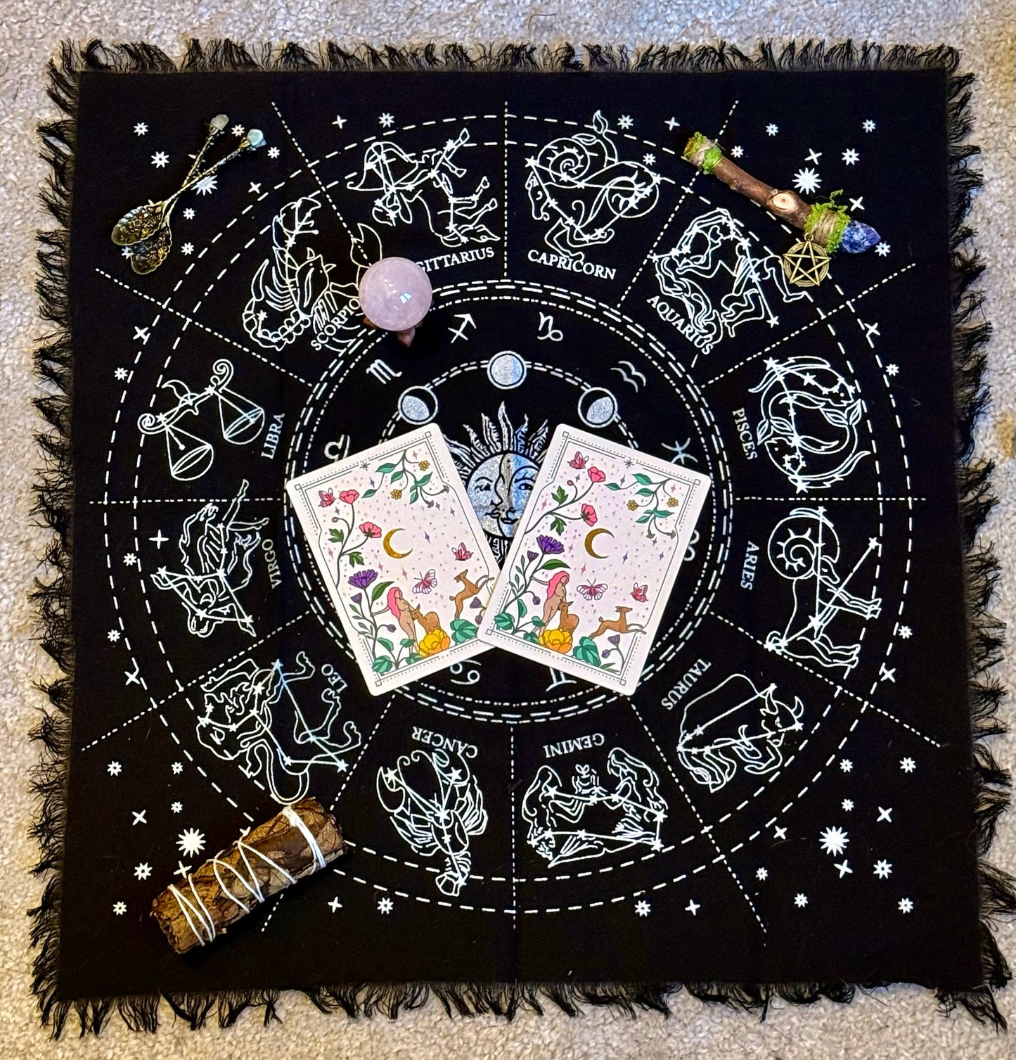 Tapete de Altar para Lectura de Tarot // Horóscopos
