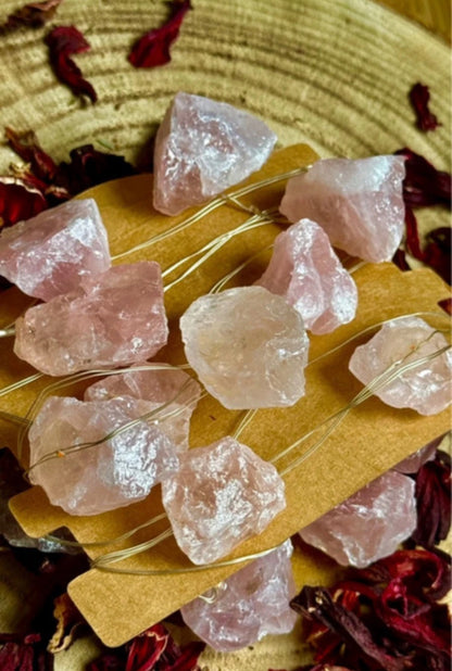 Luces Led Encantadas // Mineral de Cuarzo Rosa