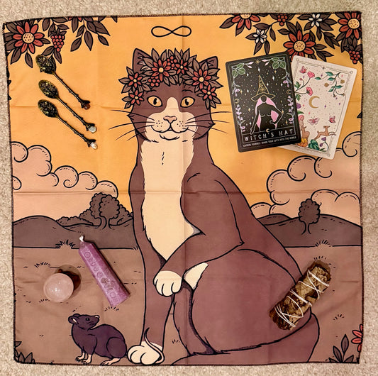 Tapete de Altar para Lectura de Tarot // Gata Cálico - Infinito