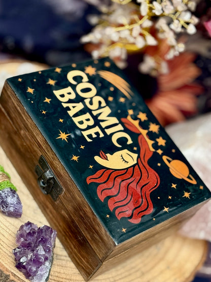 🌙 Caja de Madera para Tarot, Cristales y Objetos Espirituales // Cosmic Babe