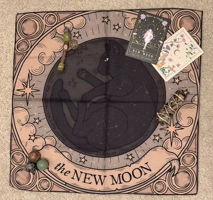 Tapete de Altar para Lectura de Tarot // “La Luna Nueva - Gato Negro