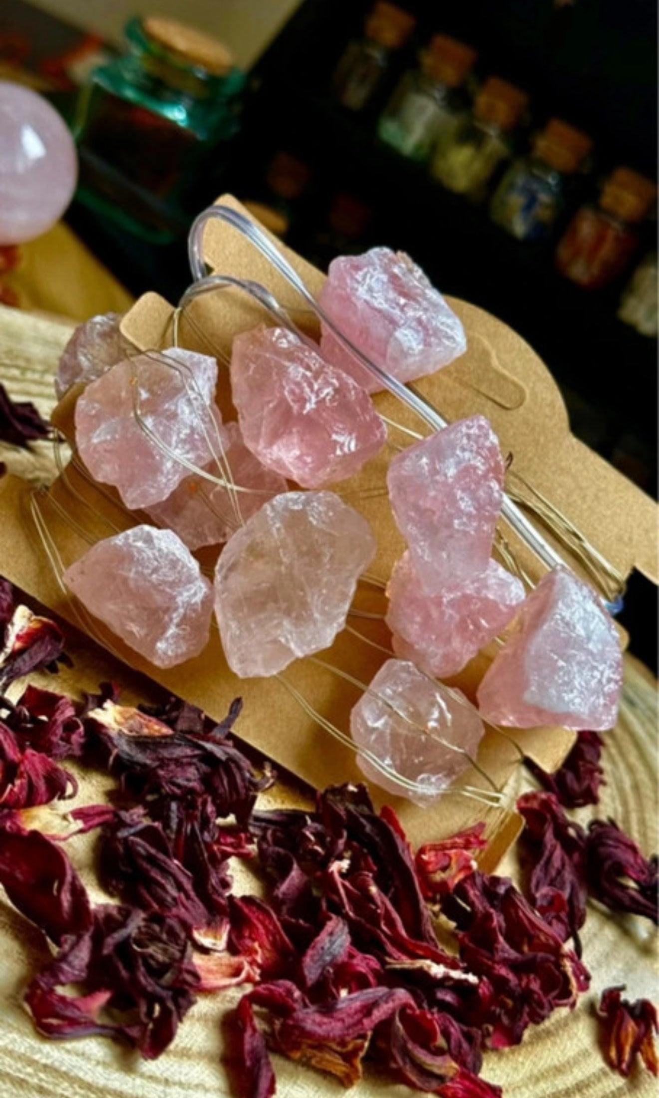 Luces Led Encantadas // Mineral de Cuarzo Rosa