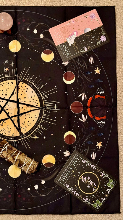 Tapete de Altar para Lectura de Tarot // Ciclo Lunar - Pentagrama