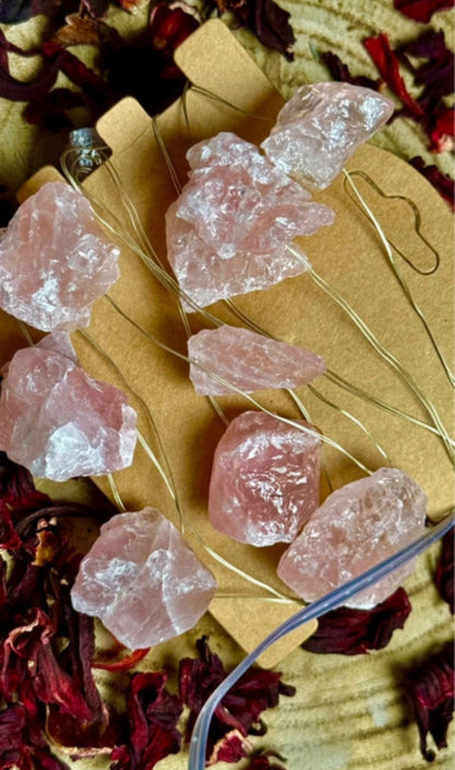 Luces Led Encantadas // Mineral de Cuarzo Rosa