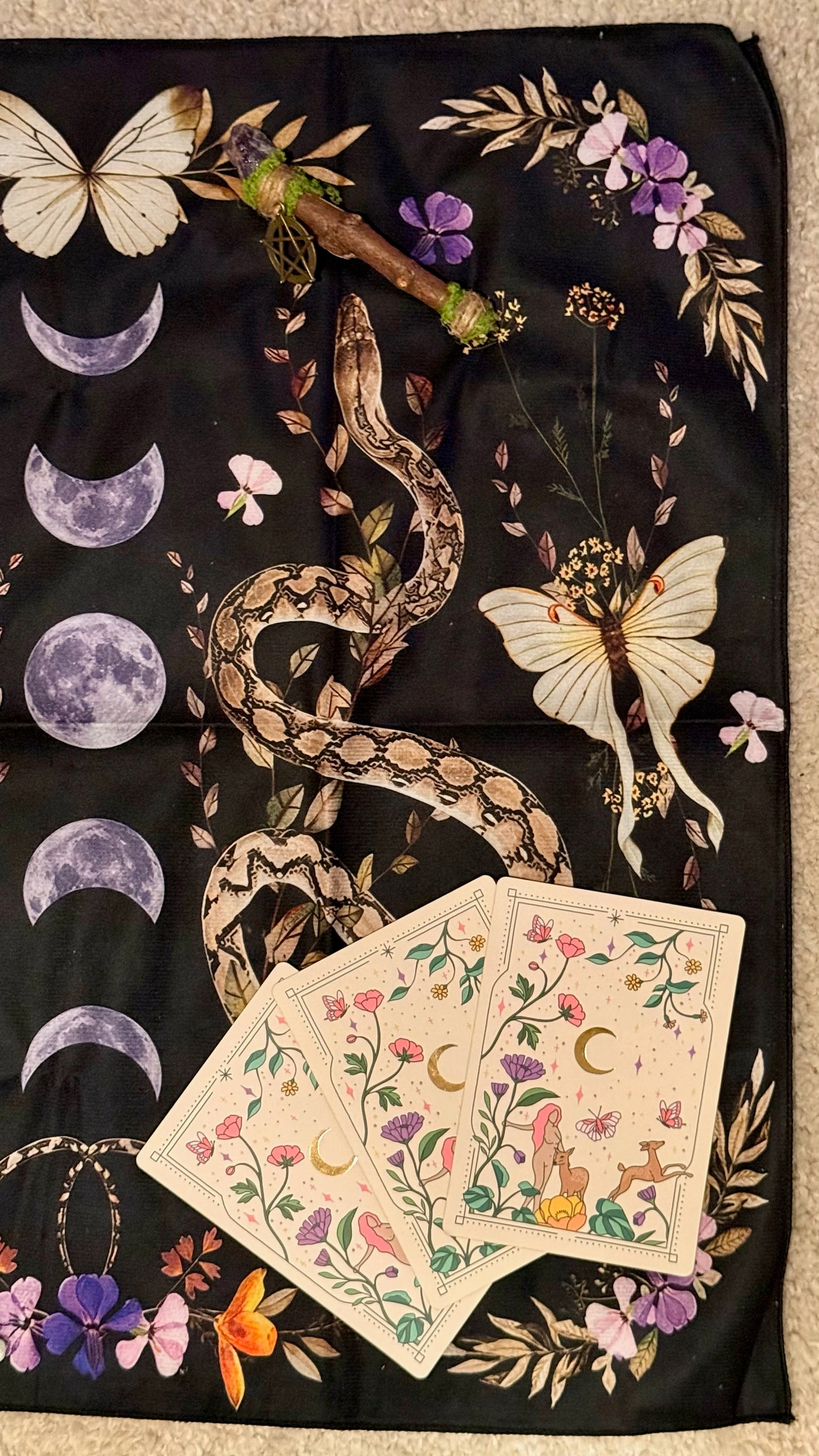 Tapete de Altar para Lectura de Tarot // Ciclo Lunar - Serpientes