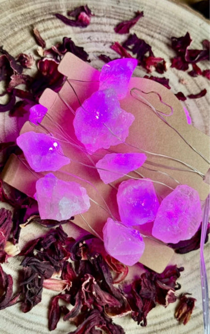 Luces Led Encantadas // Mineral de Cuarzo Rosa