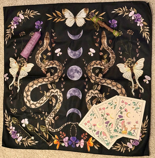 Tapete de Altar para Lectura de Tarot // Ciclo Lunar - Serpientes