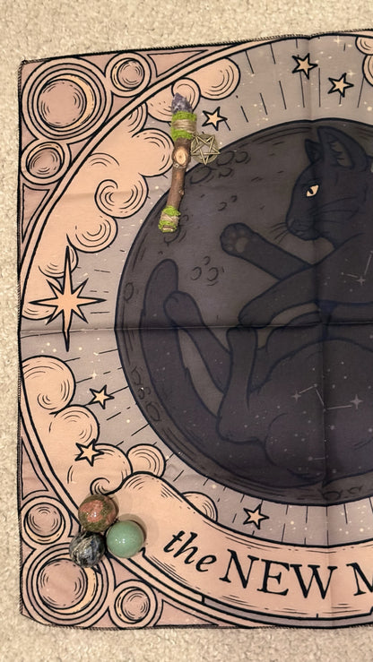 Tapete de Altar para Lectura de Tarot // “La Luna Nueva - Gato Negro