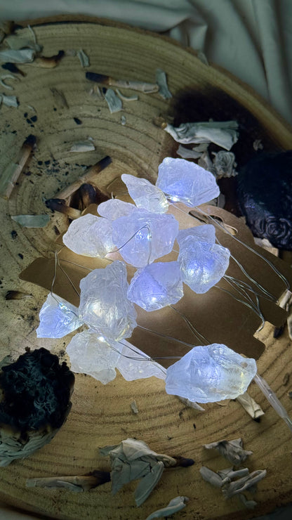 Luces Led Encantadas // Mineral de Cuarzo Blanco