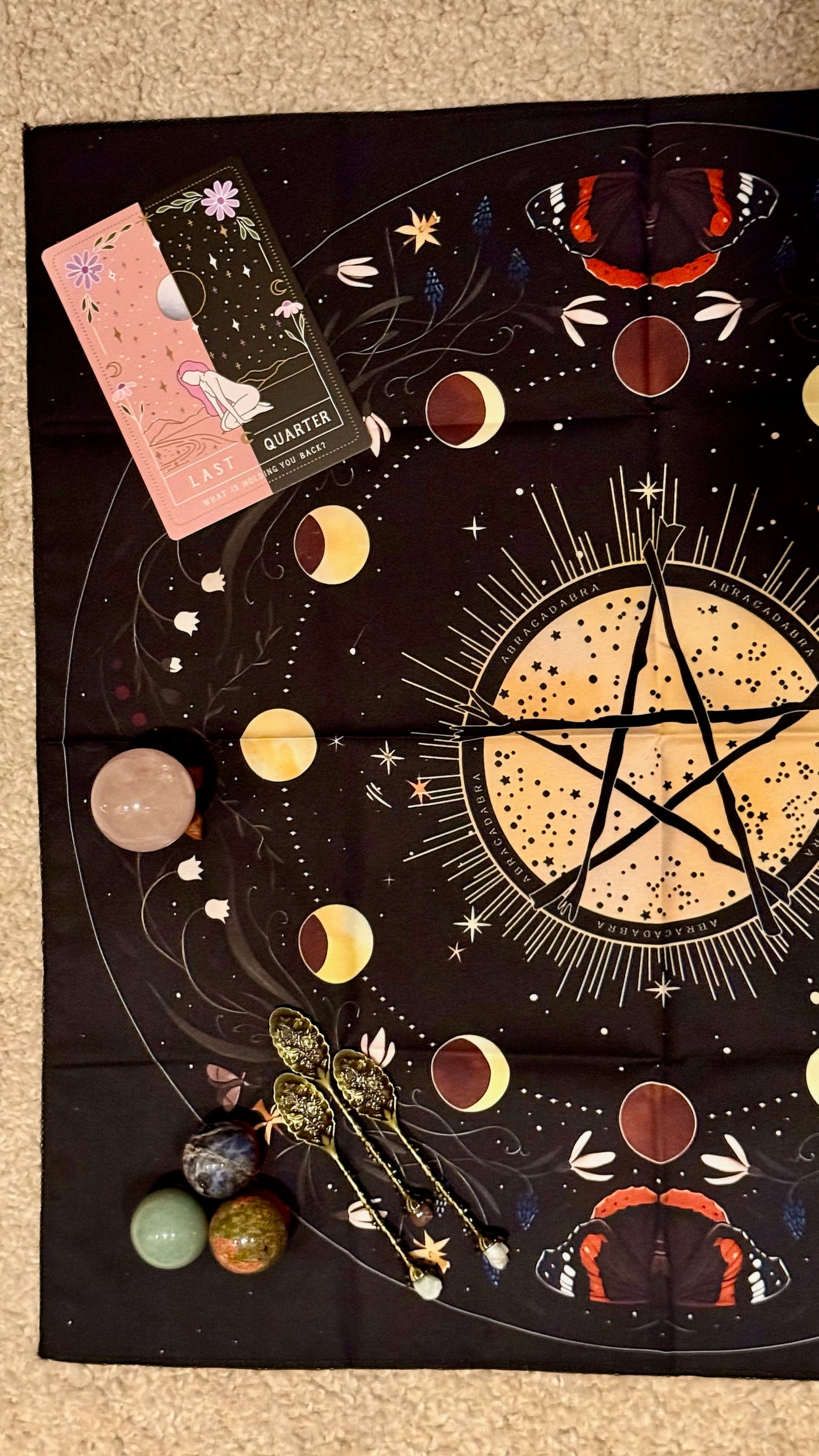 Tapete de Altar para Lectura de Tarot // Ciclo Lunar - Pentagrama