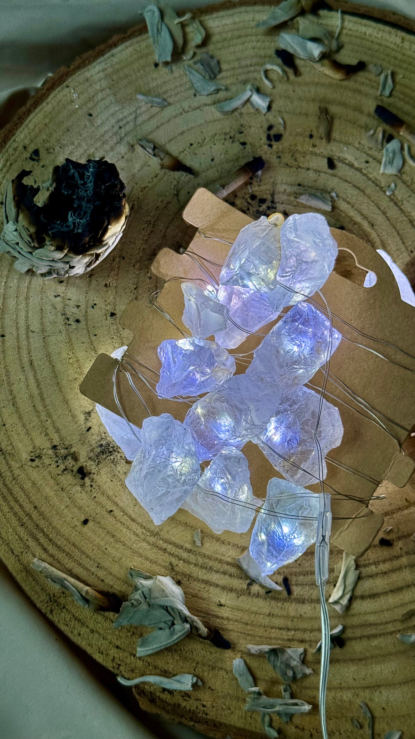 Luces Led Encantadas // Mineral de Cuarzo Blanco