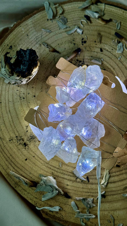 Luces Led Encantadas // Mineral de Cuarzo Blanco
