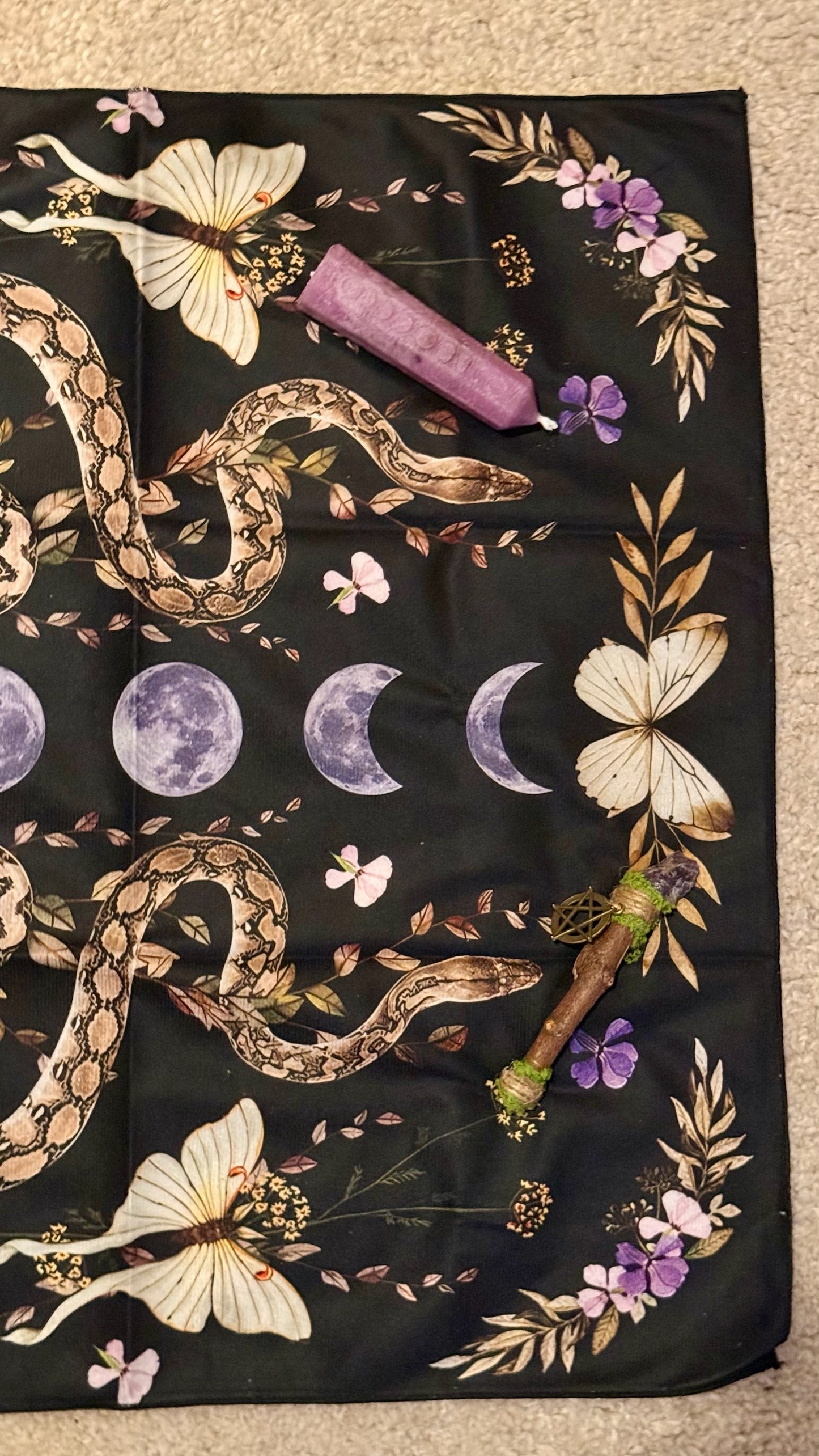 Tapete de Altar para Lectura de Tarot // Ciclo Lunar - Serpientes