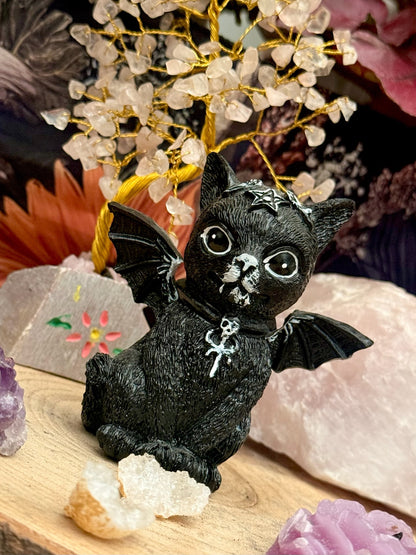 Figura Mística- Gato Negro - Alas de Murciélago