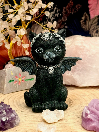 Figura esotérica - Gato Negro - Collar  y Cinta de Calavera