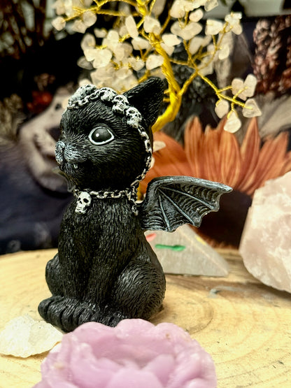 Figura esotérica - Gato Negro - Collar  y Cinta de Calavera
