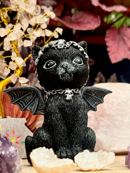 Figura esotérica - Gato Negro - Collar  y Cinta de Calavera