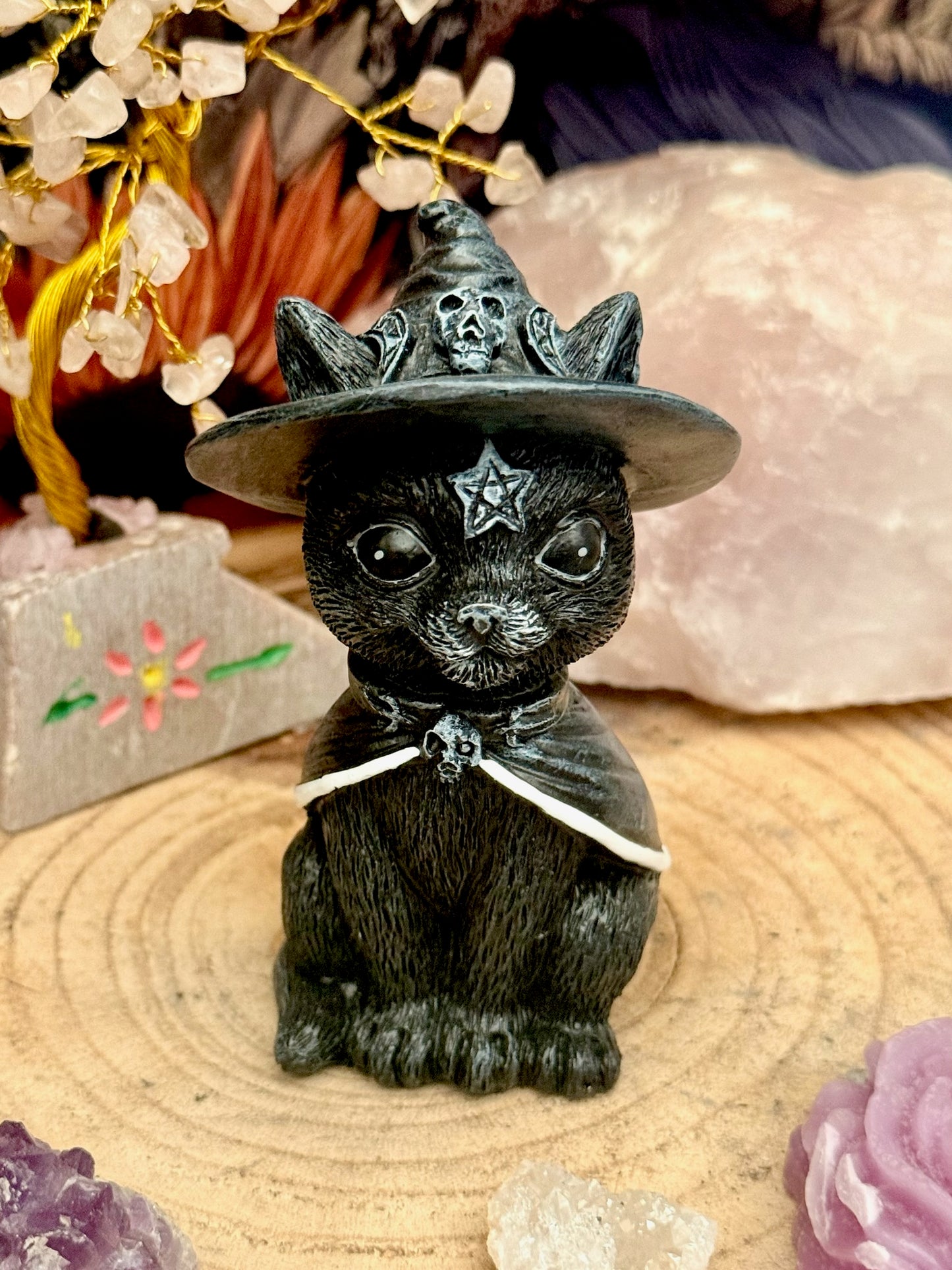 Figura esotérica - Gato Negro Brujo - Triple Luna